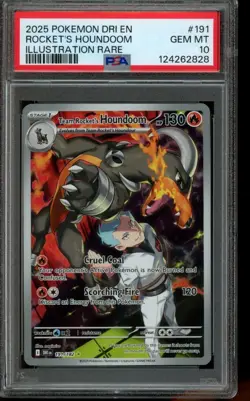 PSA 10 GEM MINT Pokemon Rocket’s Houndoom Destined Rivals Illustration 191/182 - Image 1