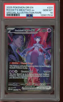 PSA 10 GEM MINT Pokemon Team Rocket’s Mewtwo ex Destined Rivals 231/182 - Image 1