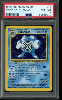 PSA 8 NM-MT Pokemon Poliwrath Base Set Holo 13/102 - Image 1