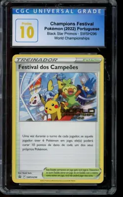 CGC 10 PRISTINE Pokemon Champions Festival World SWSH296 Portuguese 2022 - Image 1