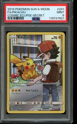 PSA 9 MINT Pokemon Pikachu Cosmic Eclipse Full Art Secret Rare 241/236 - Image 1