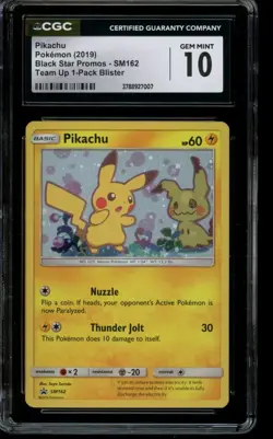 CGC 10 GEM MINT Pokemon Pikachu Black Star Promos Team Up 1 Pack Blister SM162 - Image 1