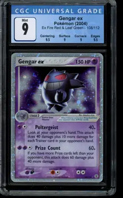 CGC 9 MINT Pokemon Gengar ex Ex Fire Red and Leaf Green Holo 108/112 - Image 1