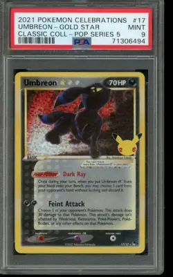 PSA 9 MINT Pokemon Umbreon Celebrations Classic Collection Holo 17/17 - Image 1