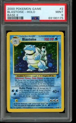 PSA 9 MINT Pokemon Blastoise Base Set 2 Holo 2/130 - Image 1