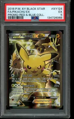 PSA 5 EX Pokemon Pikachu EX XY Black Star Promo Holo XY124 - Image 1