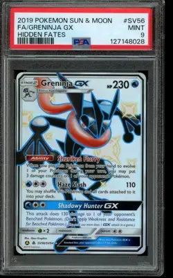 PSA 9 MINT Pokemon Greninja GX Hidden Fates Shiny Holo SV56/SV94 - Image 1