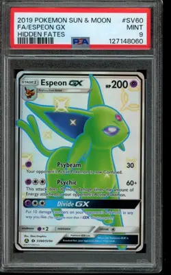 PSA 9 MINT Pokemon Espeon GX Hidden Fates Full Art Shiny SV60/SV94 - Image 1