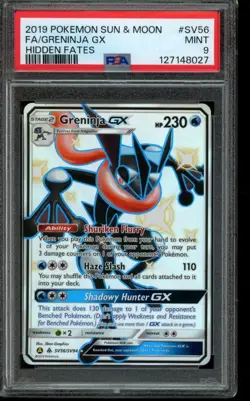 PSA 9 MINT Pokemon Greninja GX Hidden Fates Shiny Vault Full Art SV56/SV94 - Image 1