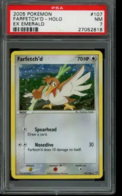 PSA 7 NM Pokemon Farfetch’d EX Emerald Holo 107/106 - Image 1