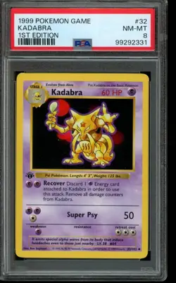 PSA 8 NM-MT Pokemon Kadabra Base Set 1st Edition 32/102 - Image 1