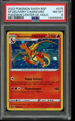 PSA 8 NM-MT Pokemon Special Delivery Charizard Sword & Shield Promo Holo SWSH075 - Image 1