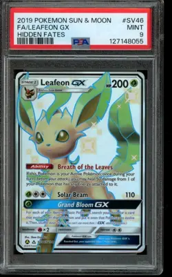 PSA 9 MINT Pokemon Leafeon GX Hidden Fates Shiny Vault Full Art SV46/SV94 - Image 1