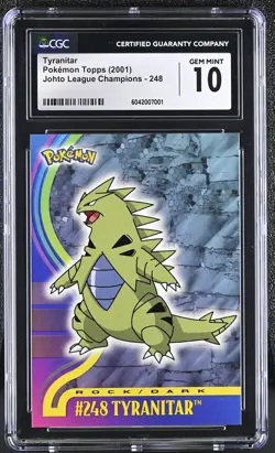 CGC 10 GEM MINT Tyranitar 2001 Topps Johto League Champions 248 Pokemon Card - Image 1