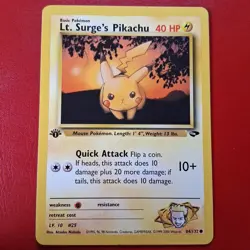 Lt. Surge's Pikachu 84/132 Gym Challenge Regular First Edition Pokemon Card LP - Image 1