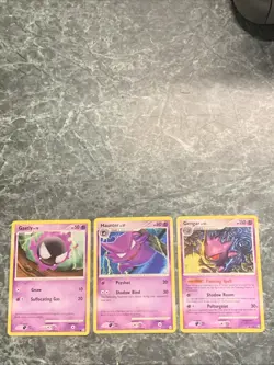 Gastly 64/99, Haunter 42/99, and Gengar 18/100 Regular Pokemon Cards - Image 1