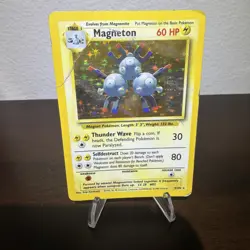 Pokemon TCG Magneton Base Set 1999 Holo Unlimited Rare Card 9/102 DMG - Image 4
