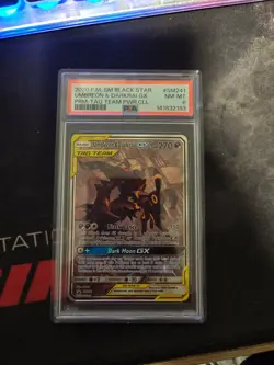 Pokemon TCG Umbreon & Darkrai GX SM241 Tag Team Holo Promo Card PSA 8, New Cert - Image 1