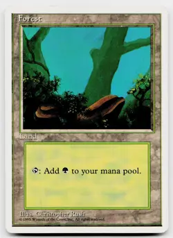 MTG Forest (A) L Fourth Edition 177 MP - Image 1