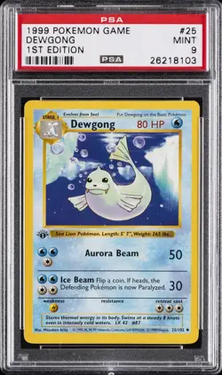 1999 POKEMON BASE SET 1ST EDITION #25 DEWGONG PSA 9 - Image 1