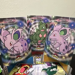Pokemon Database Shiny Set Nidoran Nidorina Nidoqueen Sparkle Holo Set Of 3 - Image 1