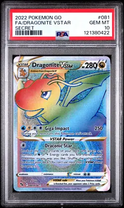 2022 POKEMON GO SECRET #081 FULL ART/DRAGONITE VSTAR PSA 10 - Image 1