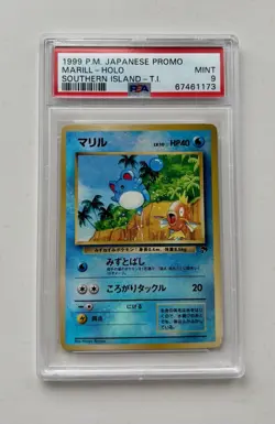 Vintage 1999 🌴 Pokemon Japanese Promo Southern Island Holo Marill PSA 9 MINT ✨ - Image 1