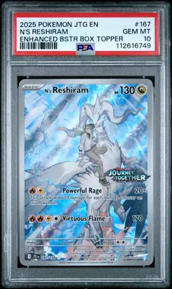 2025 POKEMON JTG EN-JOURNEY TOGETHER #167 N'S RESHIRAM PSA 10 - Image 1
