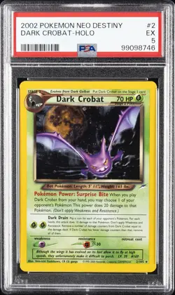 2002 POKEMON NEO DESTINY #2 DARK CROBAT-HOLO PSA 5 - Image 1