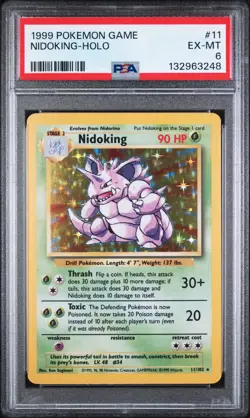 1999 POKEMON GAME #11 NIDOKING-HOLO PSA 6 - Image 1