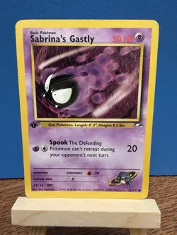 Pokemon TCG Sabrina's Gastly 93/132 Gym Heroes 1st Edition Card WOTC - Image 1