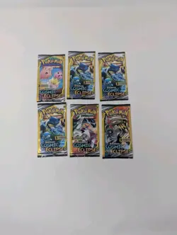 Pokemon Sun & Moon Cosmic Eclipse 3 Card Booster Pack 6 Pack Lot - Image 1