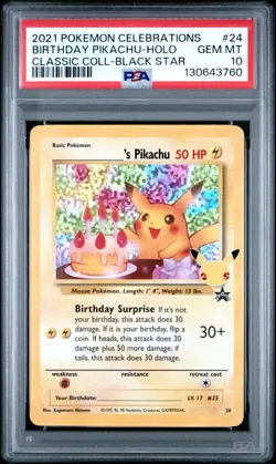 Birthday Pikachu 24 - SWSH Celebrations 25th - Pokemon Card - PSA 10 - Image 1