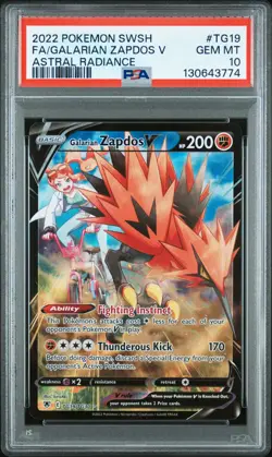 Galarian Zapdos V TG19/TG30 - Astral Radiance - Pokemon Card - PSA 10 - Image 1