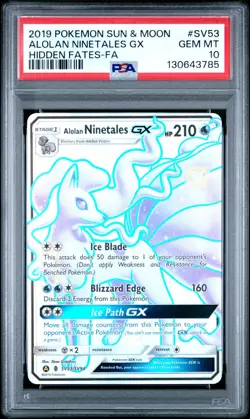Alolan Ninetales GX SV53/SV94 - Hidden Fates Shiny Vault - Pokemon Card - PSA 10 - Image 1