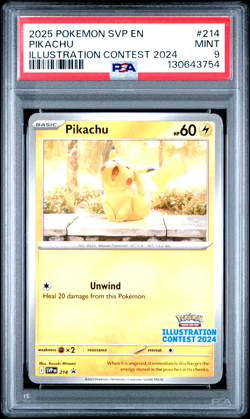 Pikachu SVP214 - Illustration Contest 2024 - Pokemon Card - PSA 9 - Image 1
