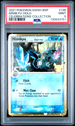 Mimikyu Delta Species SWSH136 - SWSH Celebrations 25th - Pokemon Card - PSA 9 - Image 1
