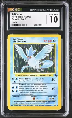 CGC 10 GEM MINT Articuno 1999 2/62 Holo Pokemon Card - Image 1