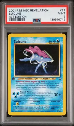 2001 Pokemon Neo Revelation Suicune 1st Edition Rare #27 PSA 9 MINT - Image 1