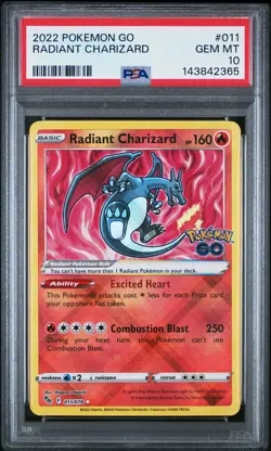 2022 POKEMON GO #011 RADIANT CHARIZARD PSA 10 - Image 1