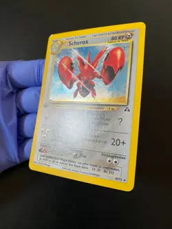 POKEMON SCHEROX (SCIZOR) HOLO RARE SWIRL 10/75 NEO DISCOVERY 1ST EDITION GERMAN - Image 4