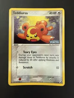Pokemon TCG EX Unseen Forces Teddiursa 77/115 Stamped Reverse Holo Near Mint - Image 1