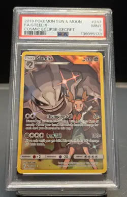 2019 Pokemon S&M Cosmic Eclipse Steelix #247 | Secret Rare | PSA 9 MINT - Image 1