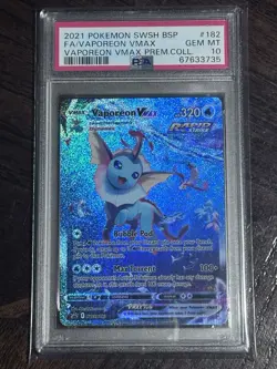 2021 Pokemon Vaporeon VMAX SWSH182 Black Star Promo Premium Collection PSA 10 - Image 1