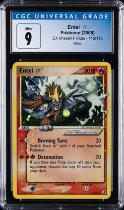 2005 POKEMON EX UNSEEN FORCES #113 ENTEI STAR CGC 9 - Image 1