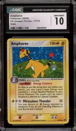 Pokemon Ampharos EX Unseen Forces Holo Rare #1 CGC 10 Gem Mint - Image 1
