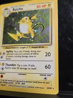 Raichu (14/102) Base Set Unlimited Holo Pokemon TCG LP-/MP - Image 4