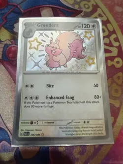 Greedent 206/091 Shiny Rare Pokemon TCG SV: Paldean Fates NM - Image 1