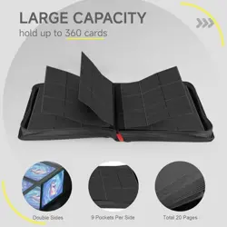 9 Pocket Trading Card Zip Binder, 360 Cards, Premium Exo-Tec Album Mater - Image 5