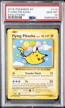 2016 POKEMON XY EVOLUTIONS #110 FLYING PIKACHU PSA 10 - Image 1